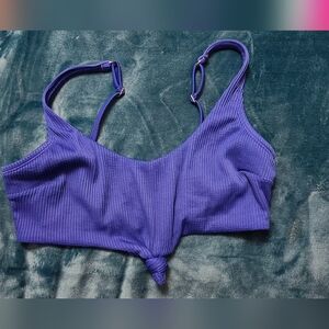 Holloster royal blue Ribbed bikini top